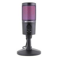 Emerson USB Gaming & Streaming Microphone with RGB Lighting with Tap-To-Mute